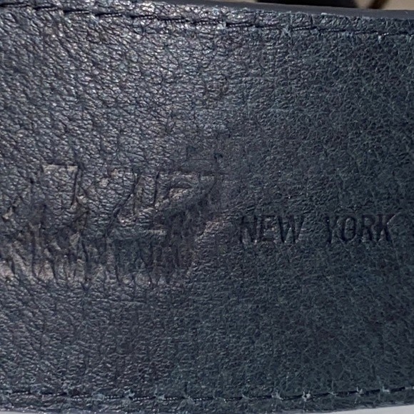 90s MZ New York Western Belt Top Grain Leather Brown lined Silver Buckle size L main image 5